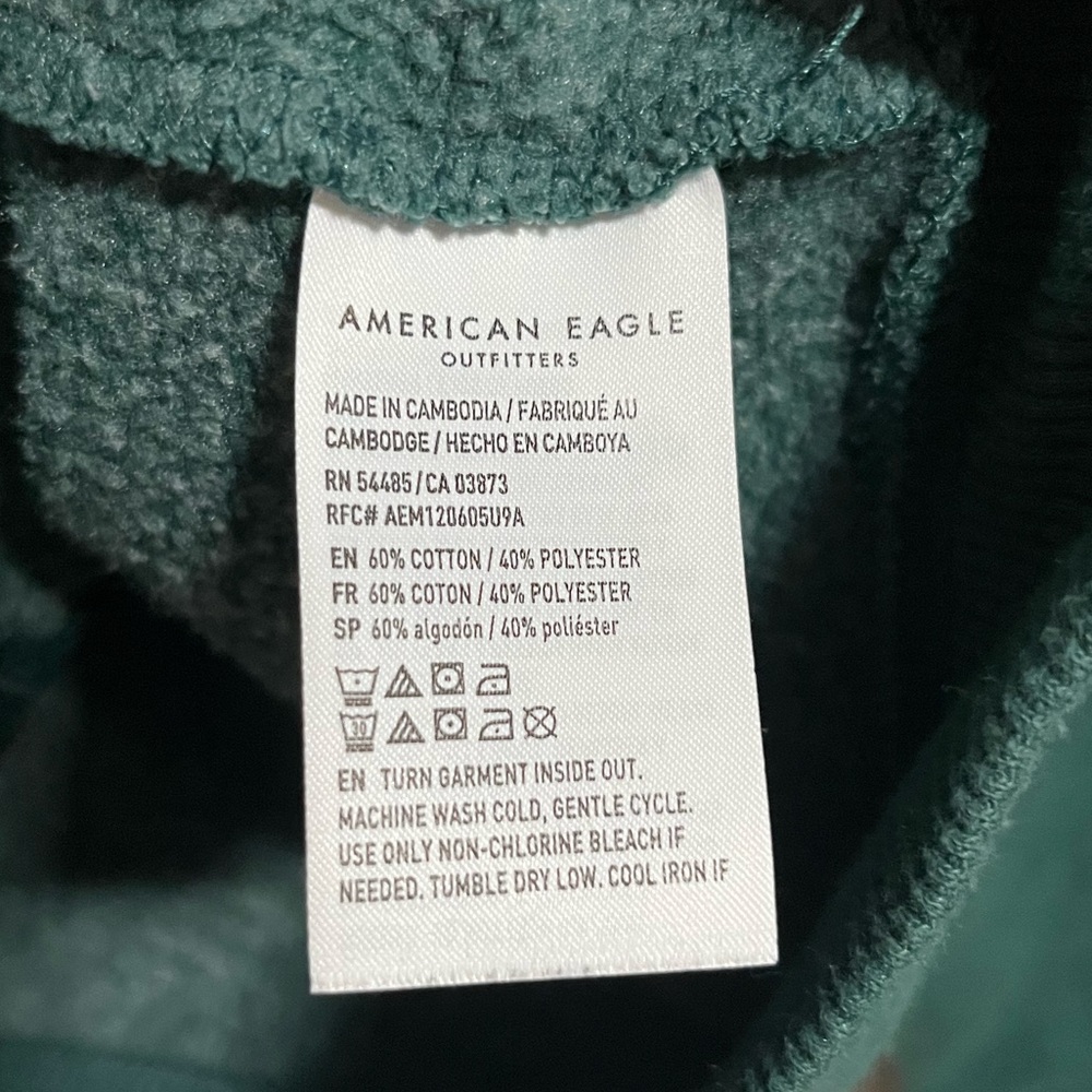 American Eagle Green Zip-Up Crop Sweatshirt - Picture 5 of 5